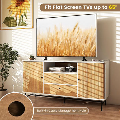 Mid Century Modern Buffet Sideboard Coffee Bar Station-White