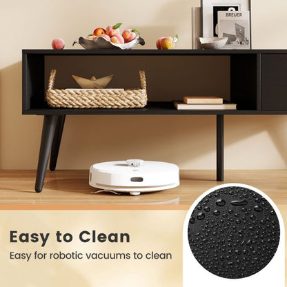 109cm Rectangular Coffee Table with Drawer and Storage Shelf-Black