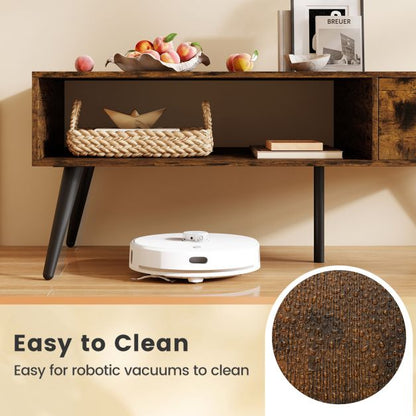 109cm Rectangular Coffee Table with Drawer and Storage Shelf-Rustic Brown