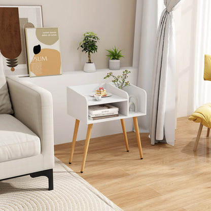 2-Tier Mid Century Modern Nightstand for Living Room Bedroom Set of 2-White