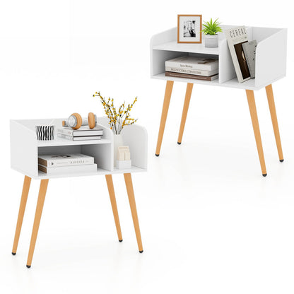 2-Tier Mid Century Modern Nightstand for Living Room Bedroom Set of 2-White