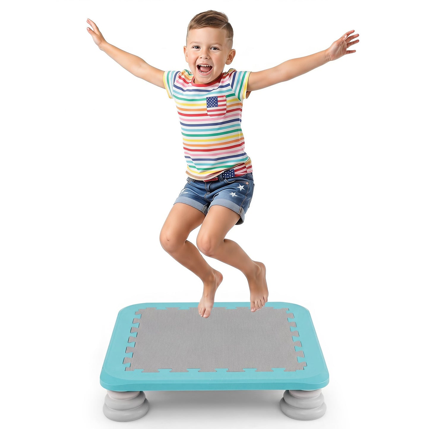 Mini Trampoline for Kids with Removable and Non-Slip Foot Pads-Blue
