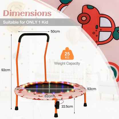 Mini Trampoline with LED Lights and Safety Handle for Children-Orange