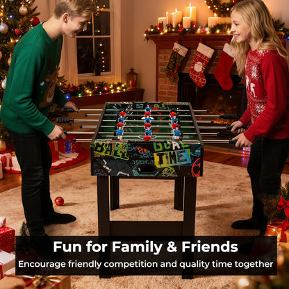 Mini Foosball Table 2-in-1 Game Table with Detachable Legs for Tabletop-Black