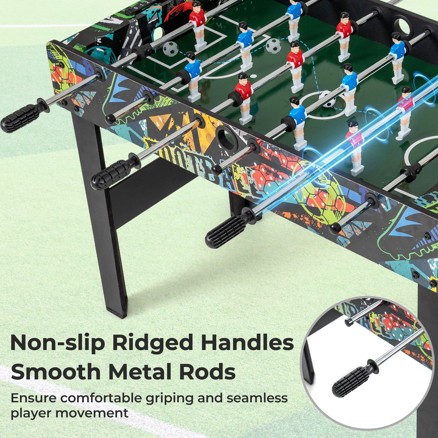 Mini Foosball Table 2-in-1 Game Table with Detachable Legs for Tabletop-Black
