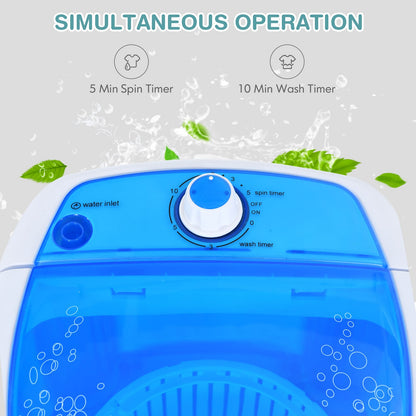 2 in 1 Mini Single Tub Washer Spin Dryer Semi-automatic-Blue