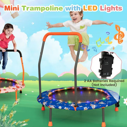 Mini Trampoline for Children with LED Lights and Safety Handle-Navy