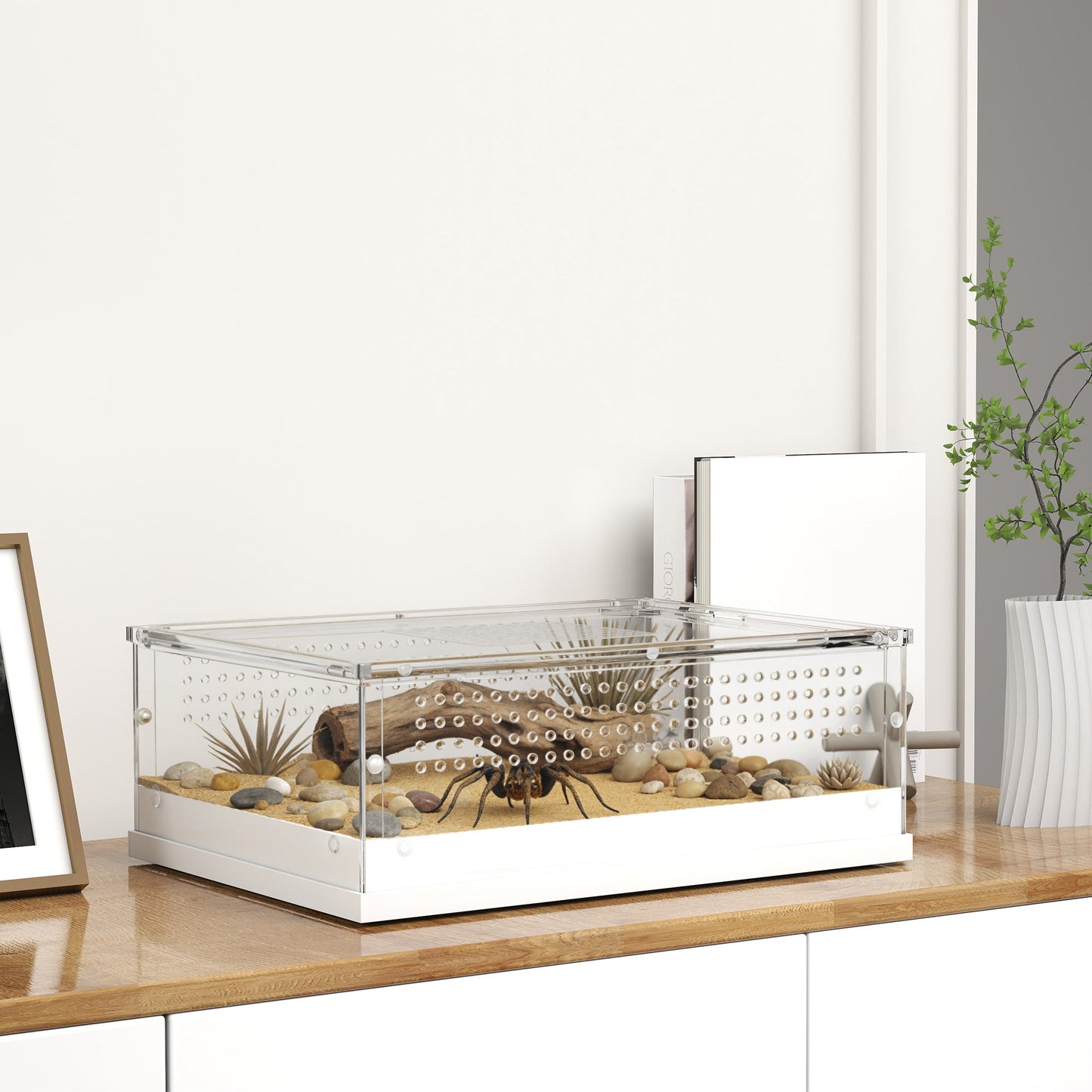 PawHut Acrylic Reptile Terrarium with Top Sliding Door, Vents, for Snake, Frog, Spider, Gecko, Tarantula, 40 x 30 x 15 cm