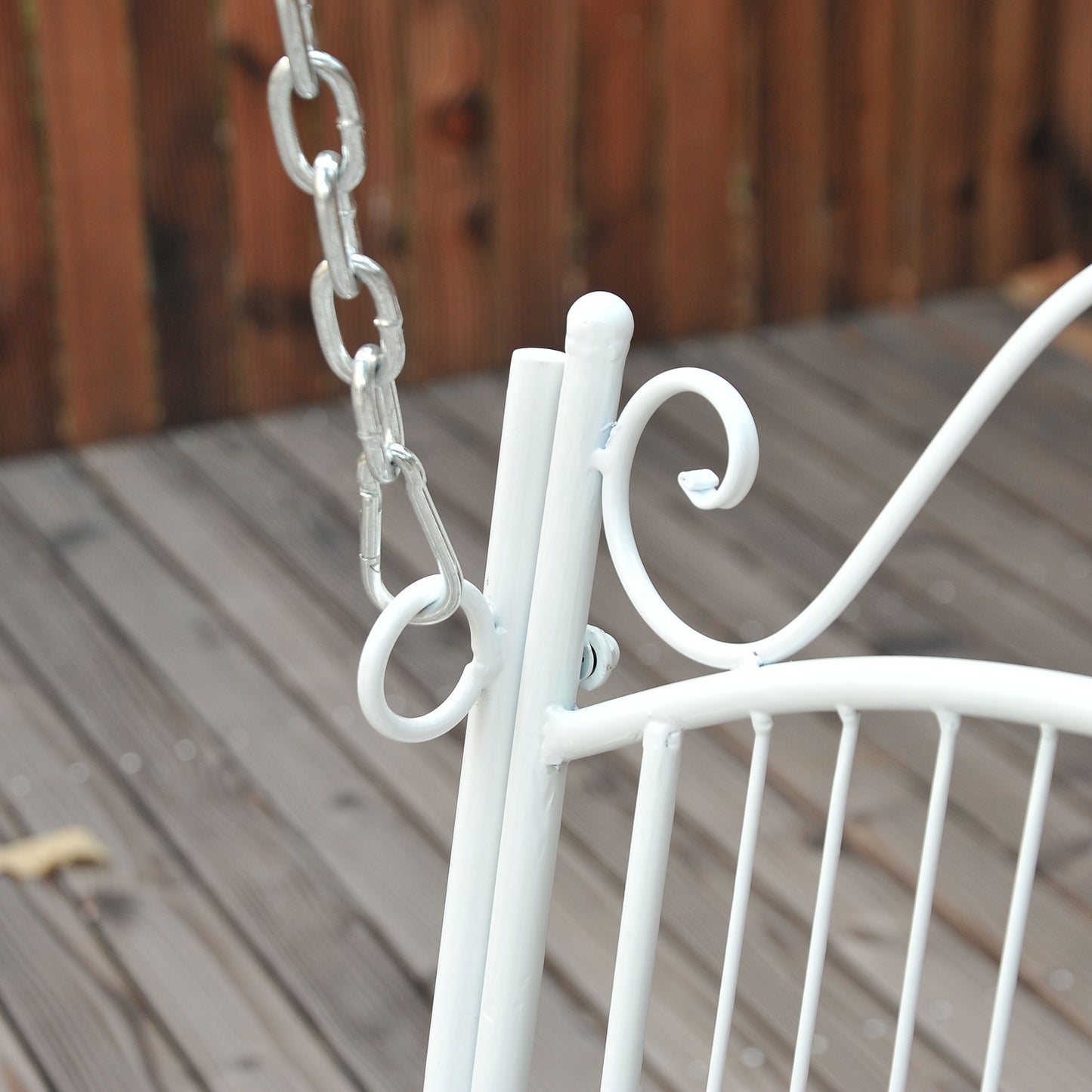 Outsunny Garden Bench Outdoor Metal 2-osobowy fotel wiszący hamak meble ogrodowe balkon biały - 118Lx 58W x 57H cm
