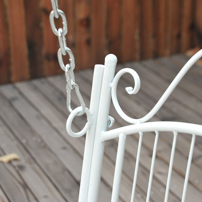 Outsunny Garden Bench Outdoor Metal 2-osobowy fotel wiszący hamak meble ogrodowe balkon biały - 118Lx 58W x 57H cm