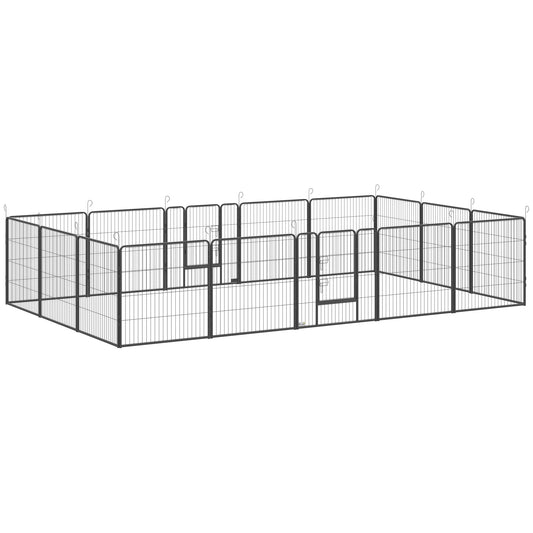 PawHut 16 Panels Heavy Duty Puppy Playpen, for Small and Medium Dogs, Indoor and Outdoor Use - Grey