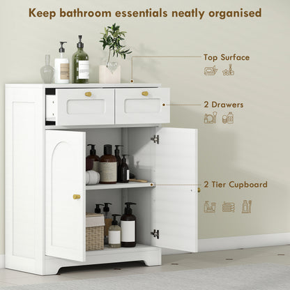 HOMCOM Bathroom Floor Cabinet with 2 Drawers in White, image 4