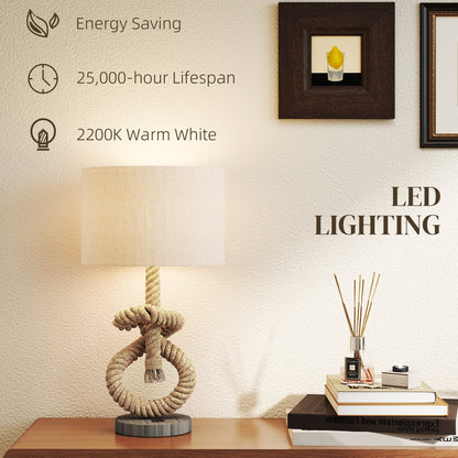 HOMCOM Nautical LED Lampa stołowa z portem ładowania USB, lampka nocna do sypialni, salonu, domowego biura