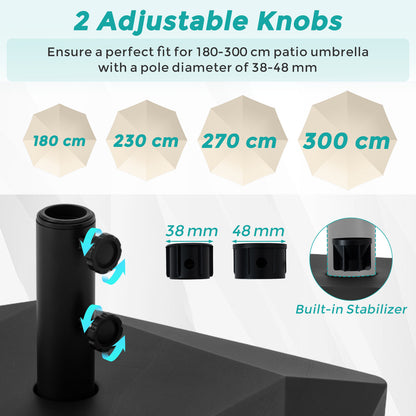 Mobile Fillable Umbrella Base with 4 Wheels and 2 Knobs