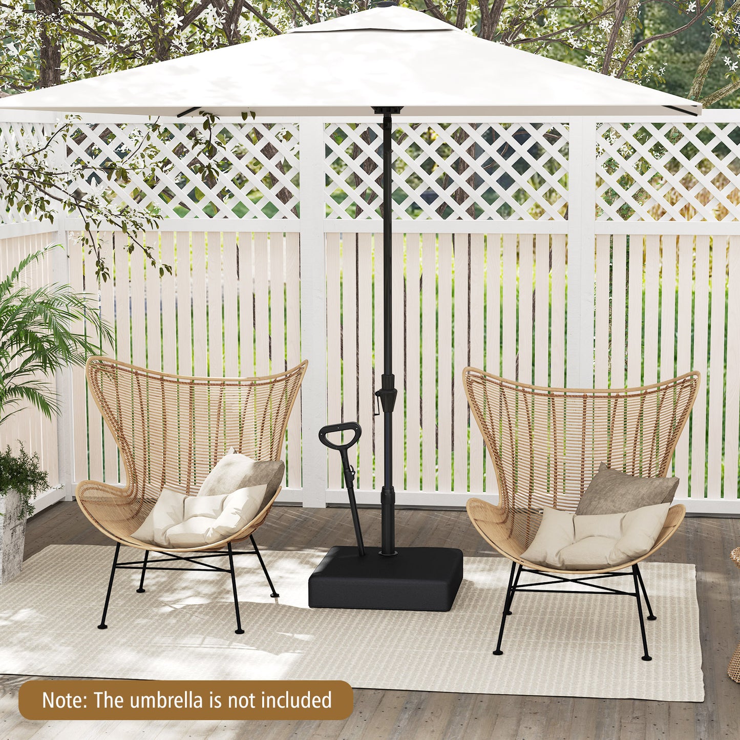Mobile Patio Umbrella Base 59 kg Capacity Umbrella Stand with 3 Wheels-Black