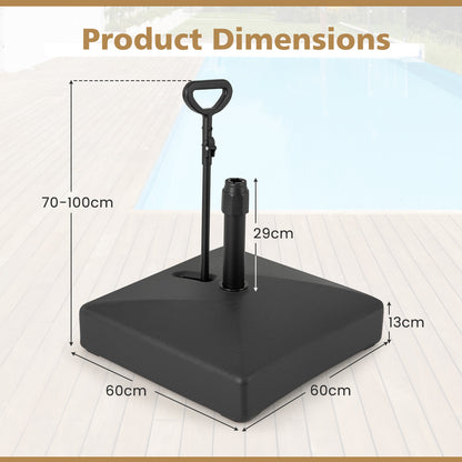 Mobile Patio Umbrella Base 59 kg Capacity Umbrella Stand with 3 Wheels-Black