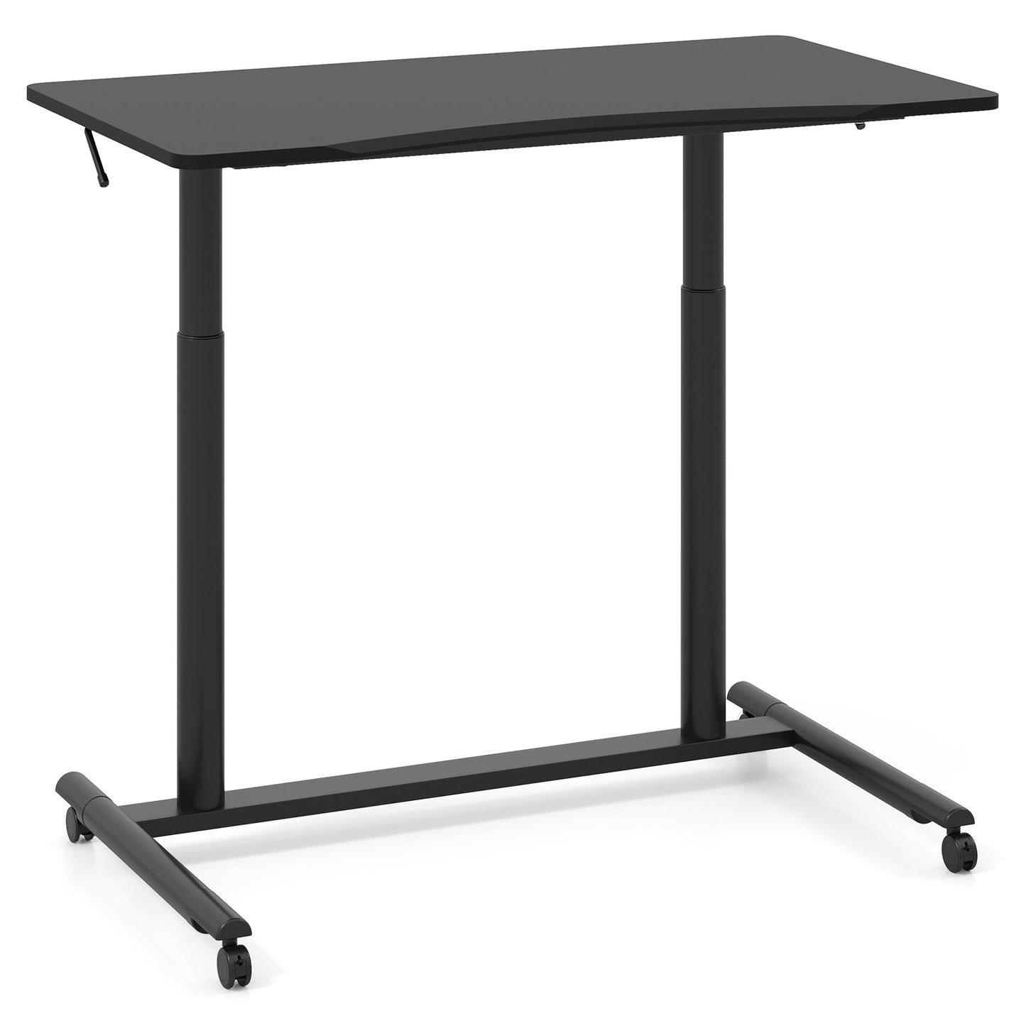 C-Shaped Mobile Standing Desk with Adjustable Height and Lockable Wheels-Black