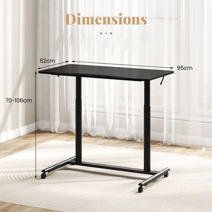 C-Shaped Mobile Standing Desk with Adjustable Height and Lockable Wheels-Black