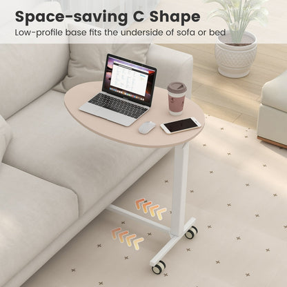 Mobile Standing Desk with Pneumatic Lift-Pink