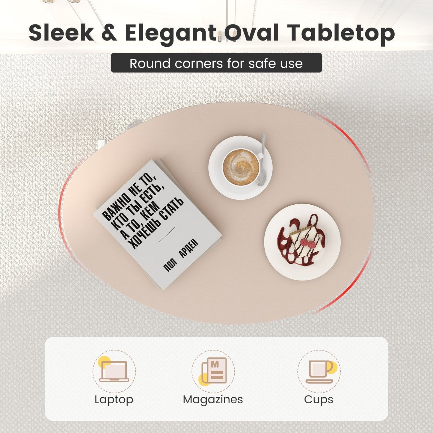 Mobile Standing Desk with Pneumatic Lift-Pink