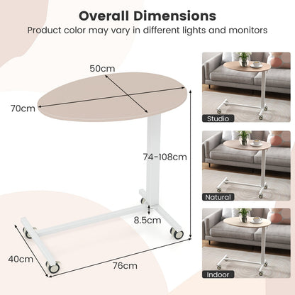 Mobile Standing Desk with Pneumatic Lift-Pink