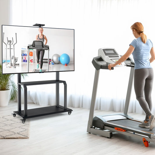 Mobile TV Stand Rolling TV Cart with Camera Shelf and AV Shelves