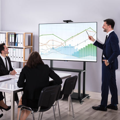 Mobile TV Stand Rolling TV Cart with Camera Shelf and AV Shelves