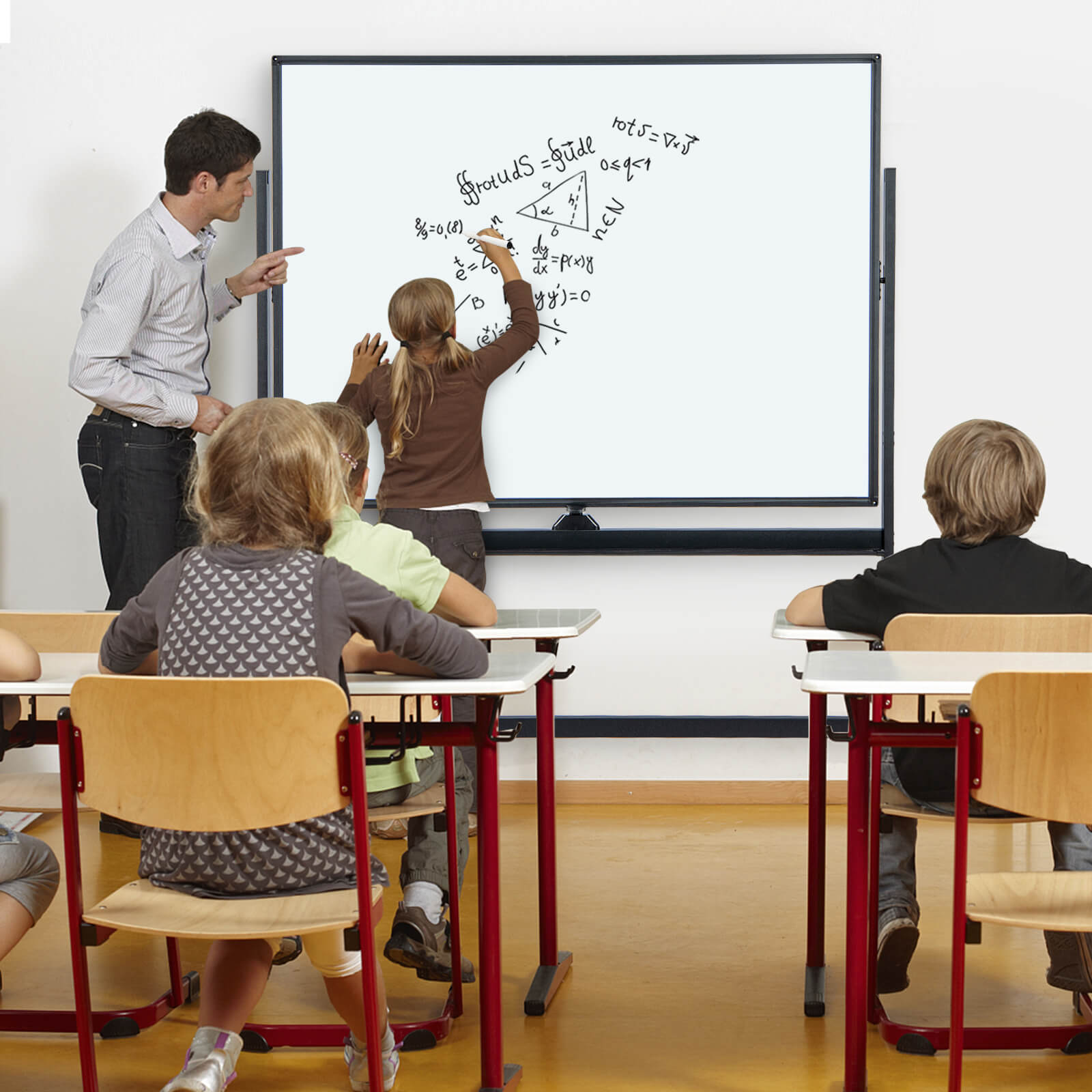 Mobile Whiteboard Reversible with Grid Pattern Board and Board Eraser-Black