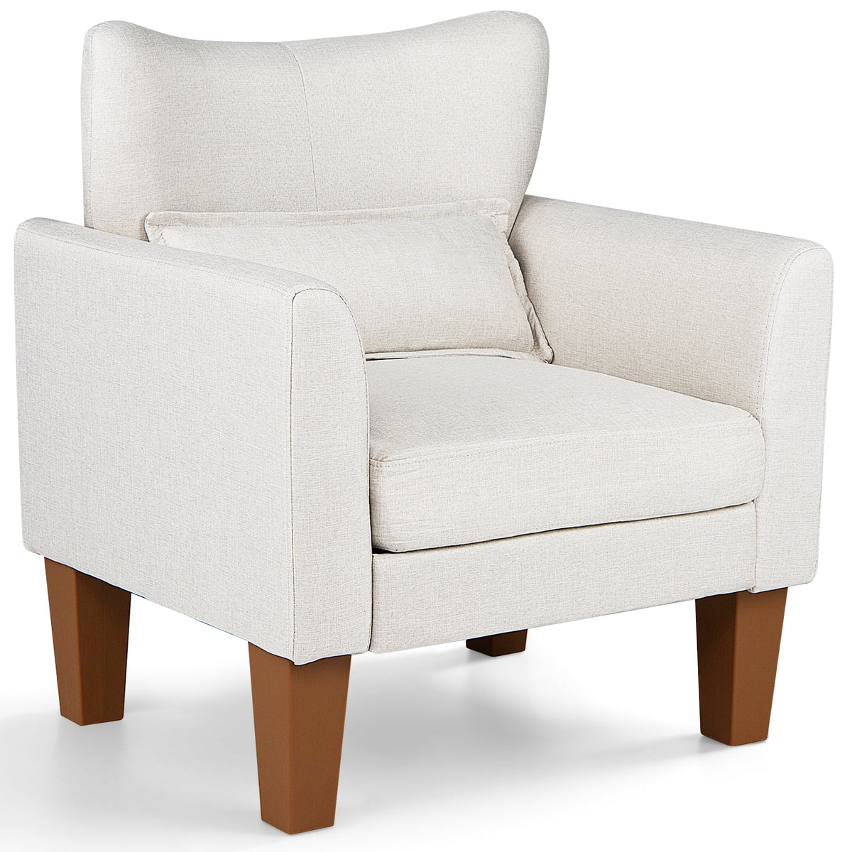 Modern Accent Chair with Removable Cushion and Pillow for Living Room-Beige