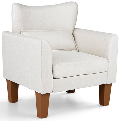 Modern Accent Chair with Removable Cushion and Pillow for Living Room-Beige