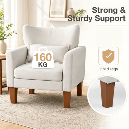 Modern Accent Chair with Removable Cushion and Pillow for Living Room-Beige