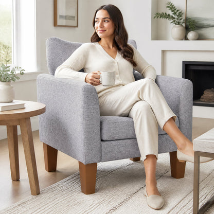 Modern Accent Chair with Removable Cushion and Pillow for Living Room-Grey