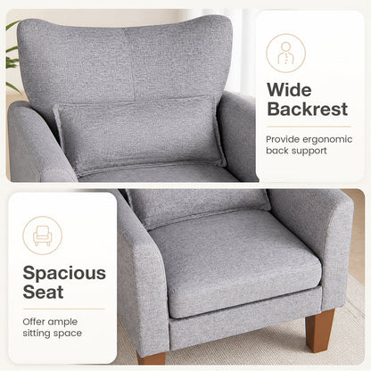Modern Accent Chair with Removable Cushion and Pillow for Living Room-Grey
