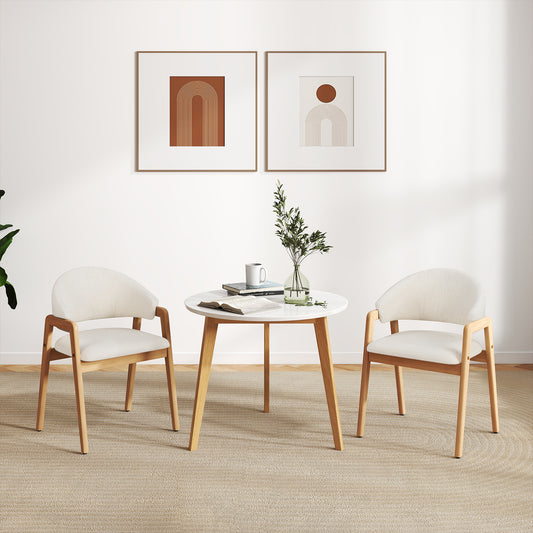 Modern Dining Chair Set of 2 with Padded Seat and Ergonomic Curved Backrest-White