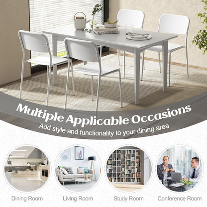 Modern Dining Chairs Set of 8 with Tilted Backrest and Sturdy Metal Legs-White