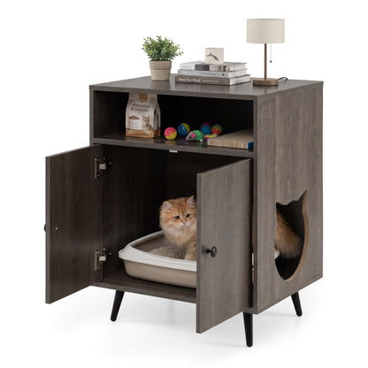 Modern Enclosure Cat Litter Box with Entry-Grey