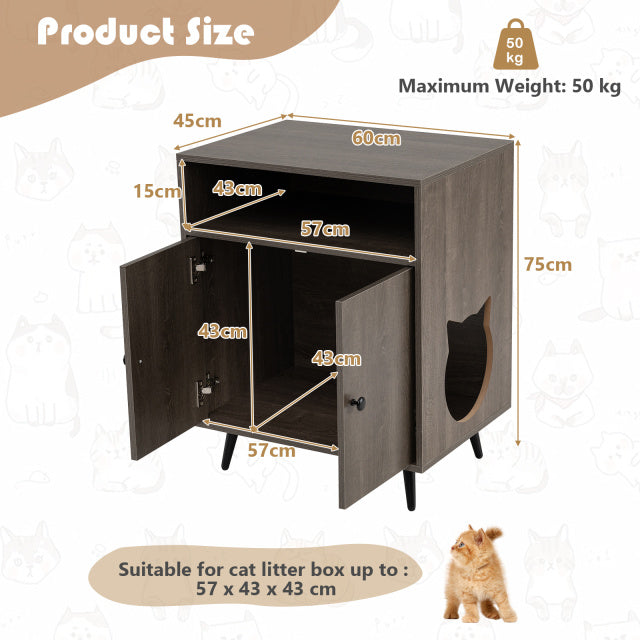 Modern Enclosure Cat Litter Box with Entry-Grey