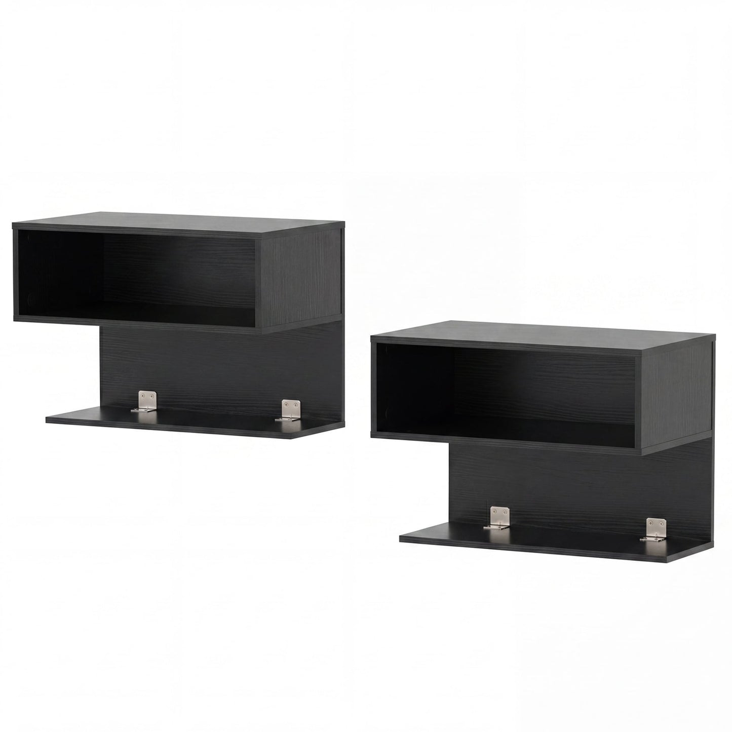 Modern Floating Nightstand with Storage Shelves for Living Room and Bed Room-Black