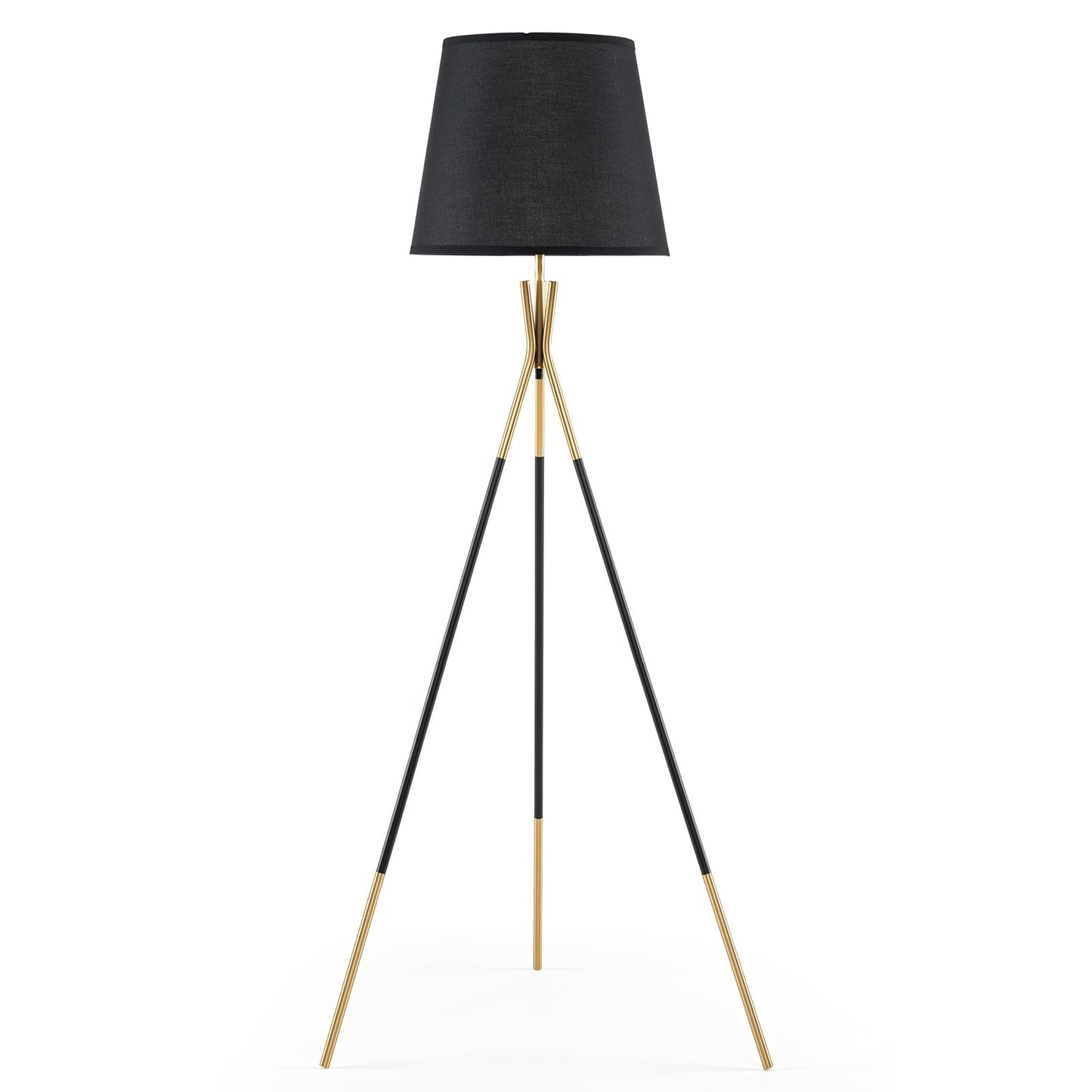 Modern Metal Tripod Floor Lamp with Fabric Shade157 cm Tall Standing Lamp-Black