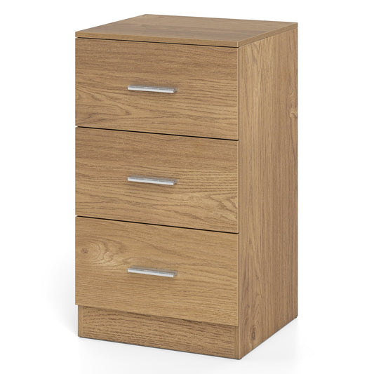 Modern Nightstand End Table with 3 Storage Drawers 2 Anti-tip Kits-Natural