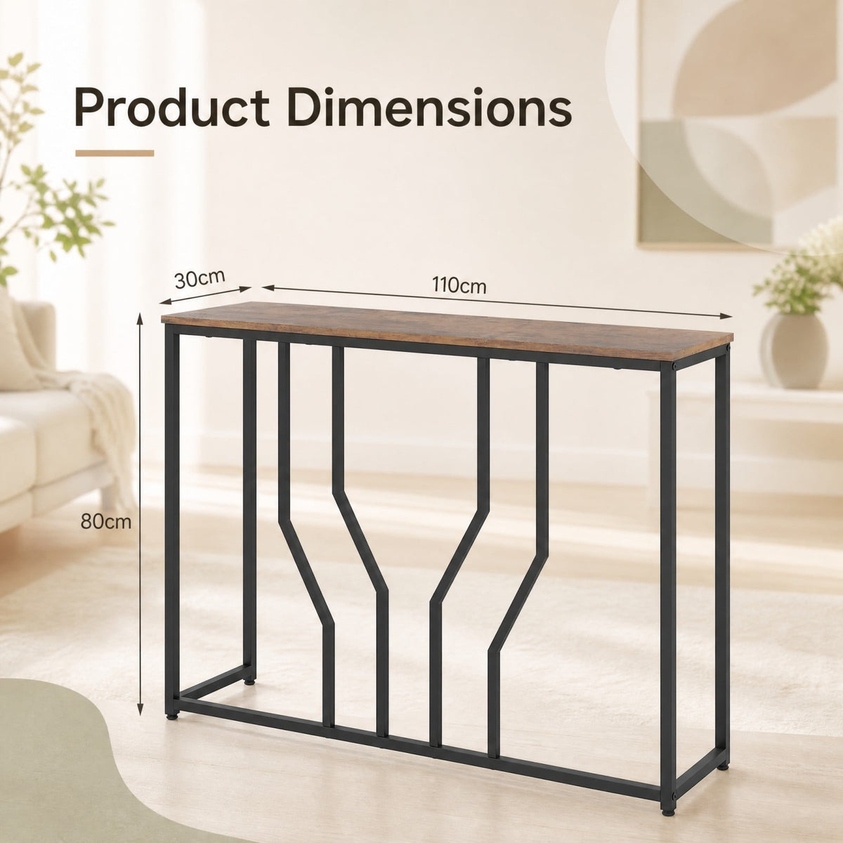Modern White Faux Marble Entryway Table in Rustic Brown, image 5