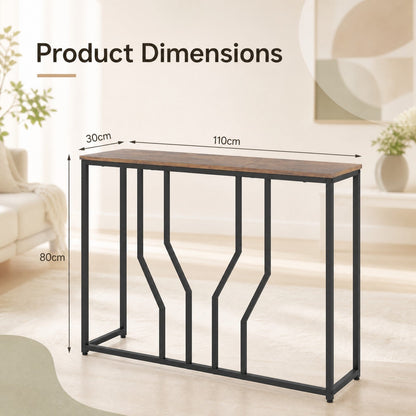 Modern White Faux Marble Entryway Table in Rustic Brown, image 5