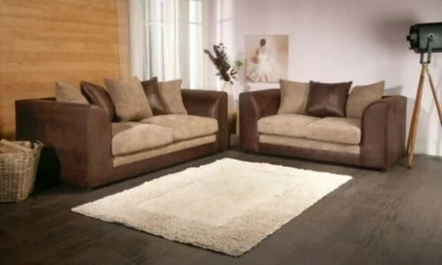 Modern Suite Cord Fabric Corner Sofa - Brown