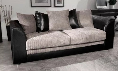 Modern Suite Cord Fabric Corner Sofa - Black and Grey