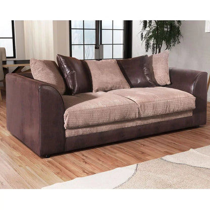 Modern Suite Cord Fabric Corner Sofa - Brown