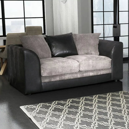 Modern Suite Cord Fabric Corner Sofa - Black and Grey