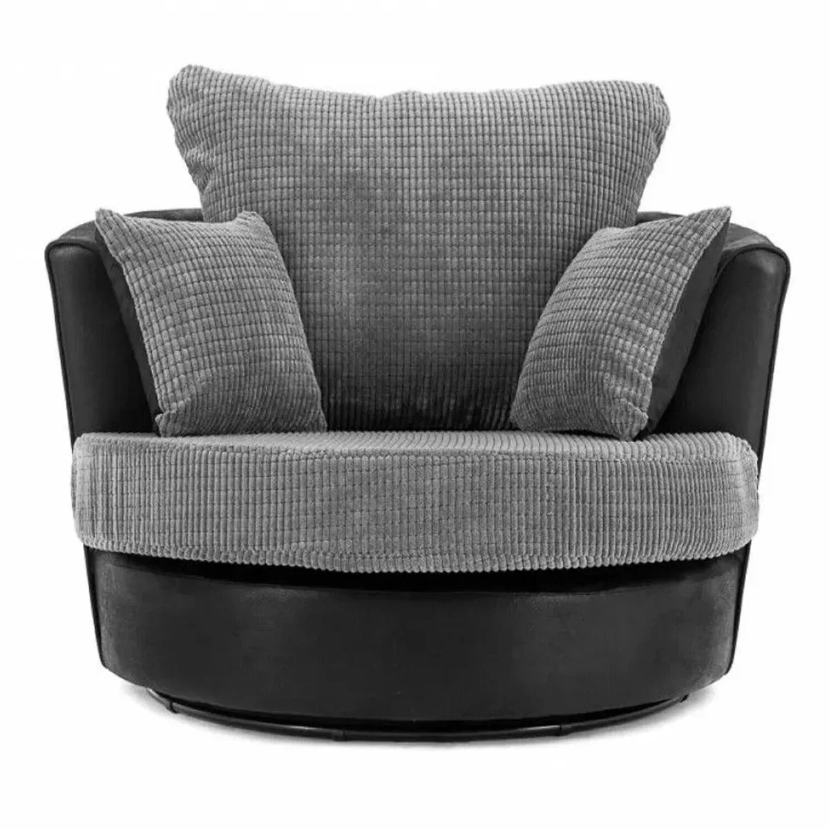 Modern Suite Cord Fabric Corner Sofa - Black and Grey