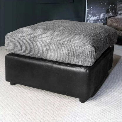 Modern Suite Cord Fabric Corner Sofa - Black and Grey