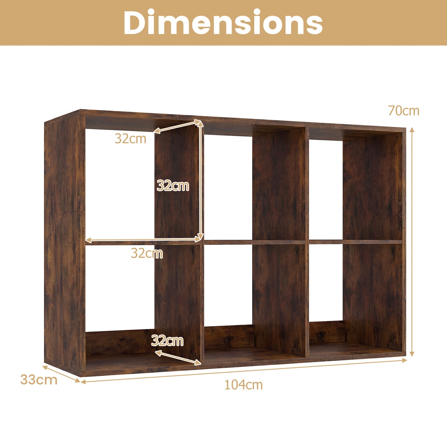 6-Cube Open Bookshelf with Anti-toppling Kit