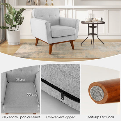 Modern Accent Armchair with Removable Padded Seat Cushion-Grey